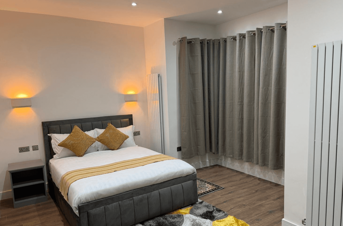 Bedroom — warm wall lights
